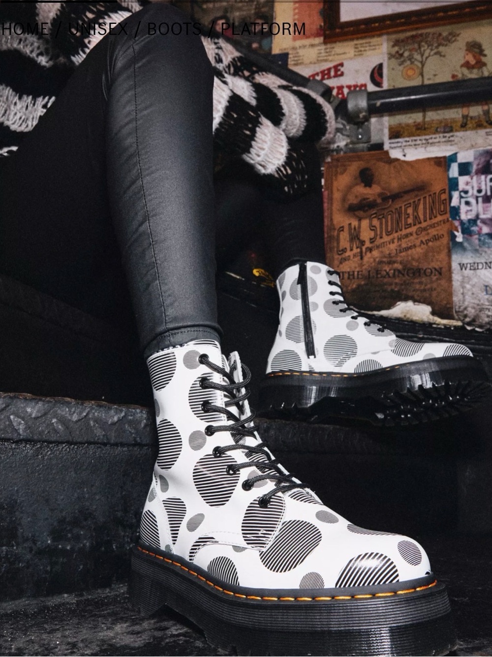 Dr. Martens Jadon Polka Dot Stripes Smooth Leather Platform Boots 10W/9M NWOT